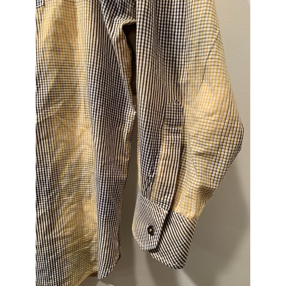 3XL Rocawear Classic Yellow/White/Brown Fade Checks Button Down Long Sleeve - Picture 7 of 16